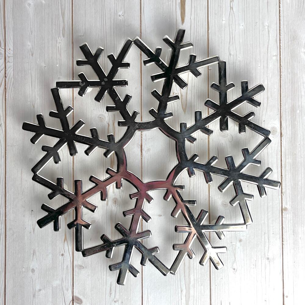Vintage Leonard Silver Plate Snowflake Trivet Made in Italy Festive Christmas